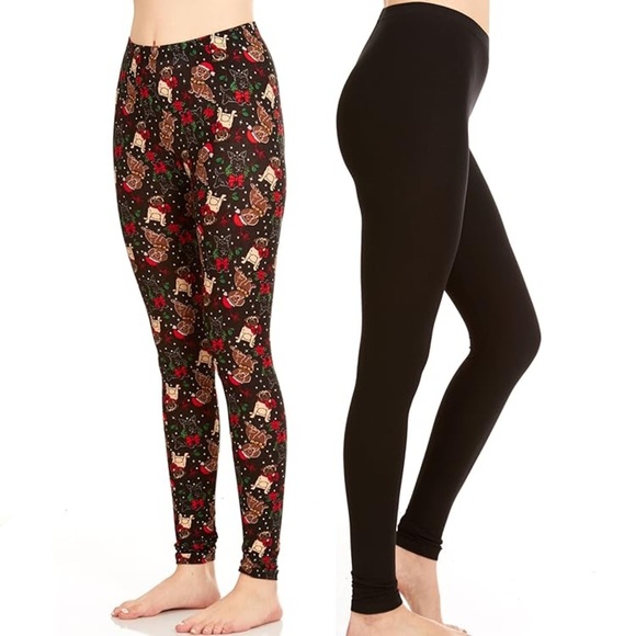 Just-One Juniors Christmas Dogs 2-Pack Leggings NWT M - Picture 1 of 4